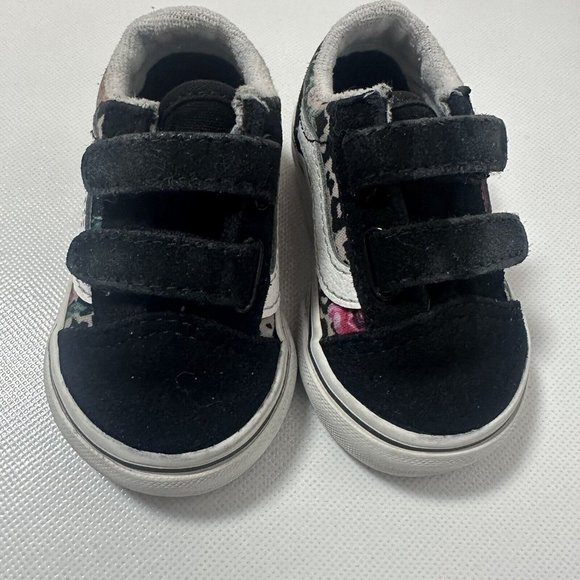 Vans Off The Wall Shoes Girls Toddler 3.5 Suede Cheetah Floral Print Sneakers - Picture 3 of 10